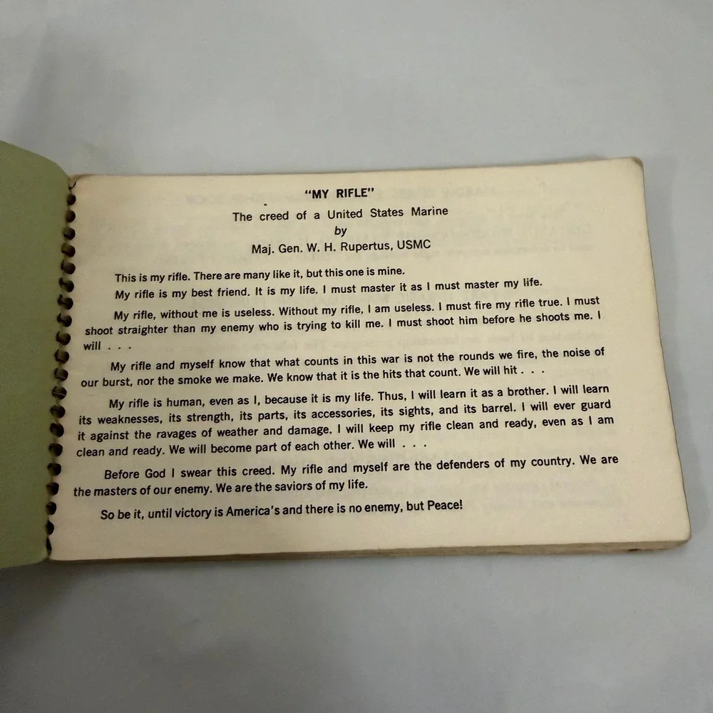 Vtg US Marine Corps Rifle Marksmanship Data Book NAVMC 42 M-14 M-16 1976 USMC